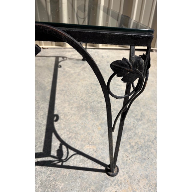 1960s Vintage Art Deco Wrought Iron and Glass Coffee Table For Sale - Image 5 of 10