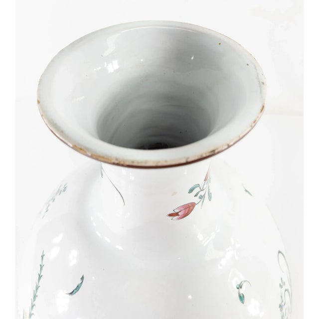 French Faience Majolica Floral Decorated Vase For Sale - Image 9 of 13