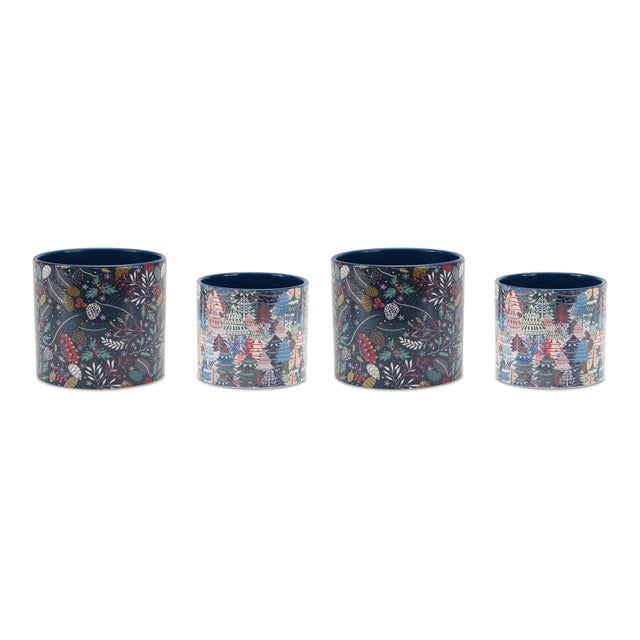 Berry and Pine Tree Holiday Planter (Set of 4) For Sale In Chicago - Image 6 of 6
