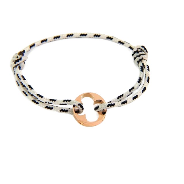 Louis Vuitton France Empreinte 18k Pink Gold Charm Black & White Cord Bracelet For Sale