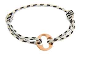 Louis Vuitton France Empreinte 18k Pink Gold Charm Black & White Cord Bracelet
