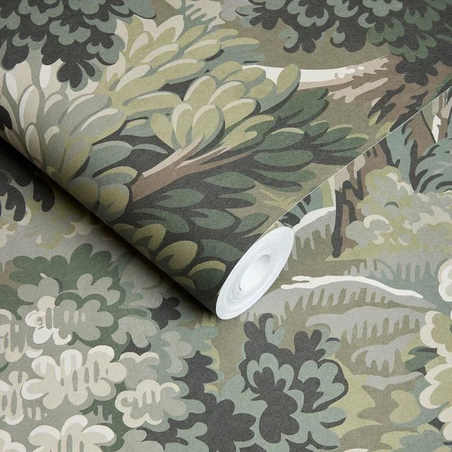 Escape to a verdant woodland grove with NEMOR. Reminiscent of antique verdure tapestries, this evergreen print in verdant...