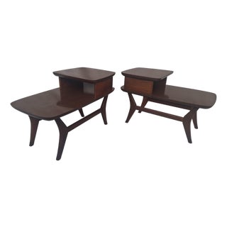 Mid Century Modern Adrian Pearsall Style 2 Tiered Step Side Tables -a Pair For Sale