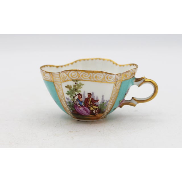 Circa 1888-1916 Richard Klemm, Dresden Quatrefoil Demitasse Cup & Saucer For Sale - Image 9 of 10