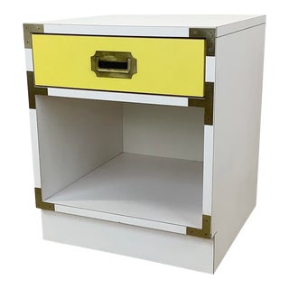Vintage Modern Yellow and White Nightstand For Sale