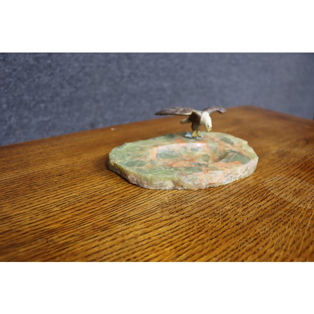Bronze Bald Eagle on Green Onyx Base For Sale - Image 4 of 11