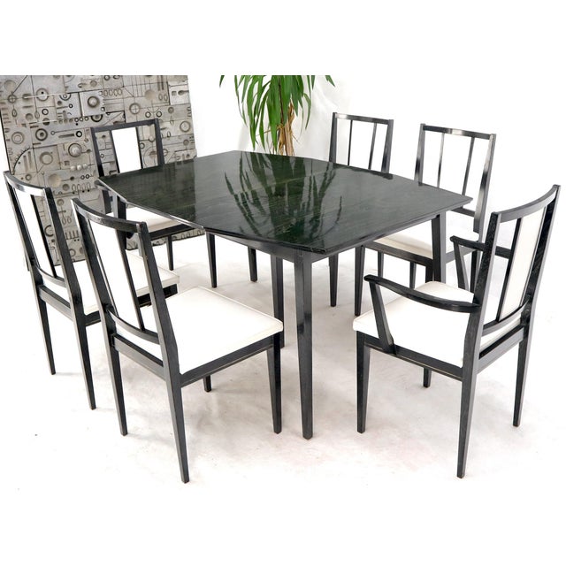 Cerused Ebonized Walnut Dining Room Table 6 Chairs Set w/ Two Extension Boards For Sale - Image 6 of 12