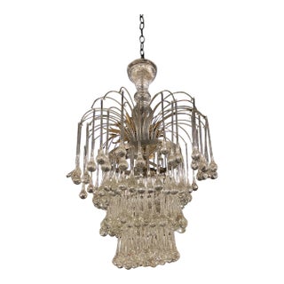 1940’s French Glass Drop Crystals Chandelier For Sale