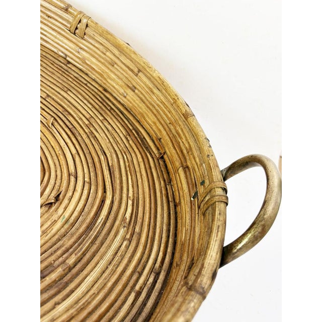 Rush and Brass Tray, France, 1960 For Sale - Image 4 of 11