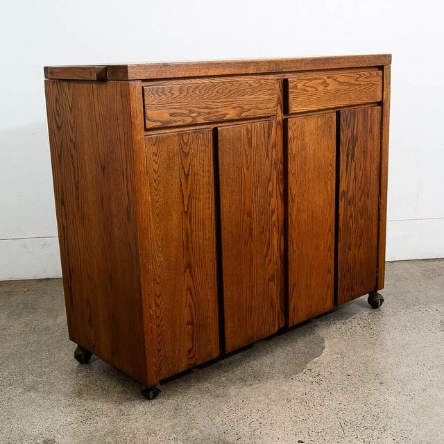 Conant Ball 1960s Mid Century Modern Bar Cart Cabinet Conant Ball Expanding Top Storage Rolling For Sale - Image 4 of 12