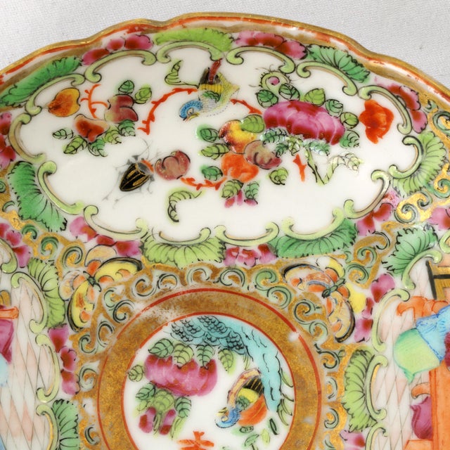 Antique Chinese Rose Mandarin Porcelain Dish c.1850 Hand Painted Famille Rose 5.5" For Sale In Phoenix - Image 6 of 9