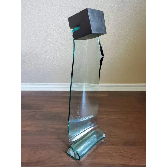 Mary Shaffer Slumped Glass & Bronze Sculpture "From Cube #9" Signed For Sale - Image 4 of 10