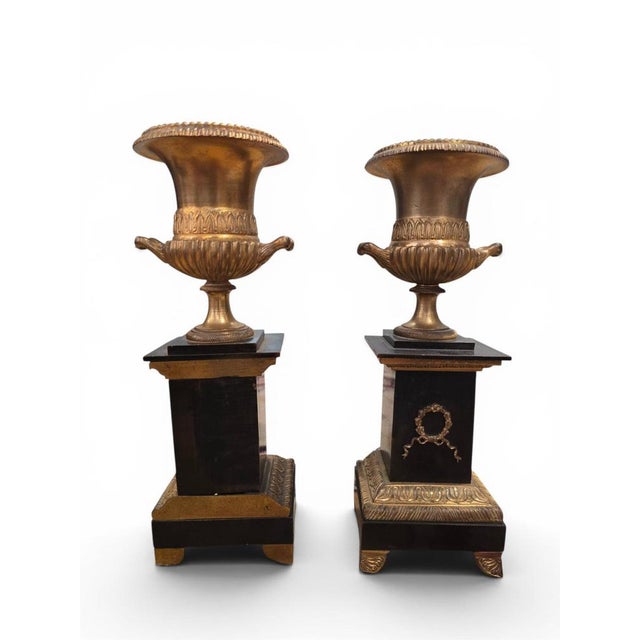 Brown Antique Gilt and Patinated Bronze Vases, 1880, Set of 2 For Sale - Image 8 of 11