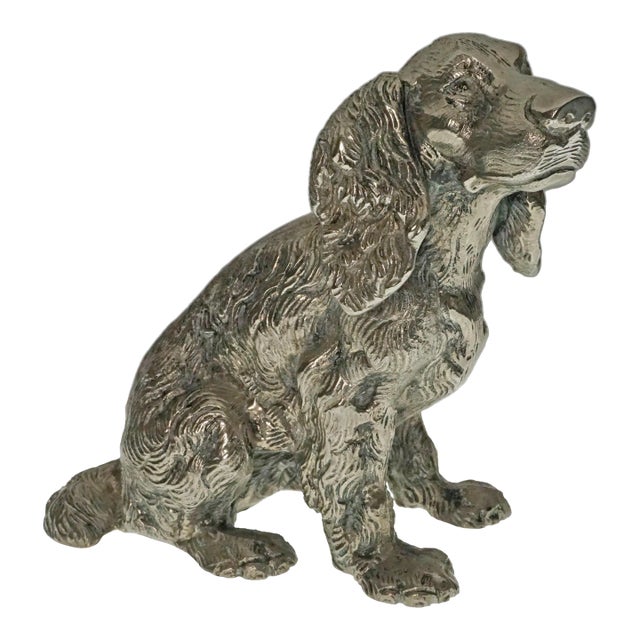 Vintage Gucci Spaniel Pewter Figure Vintage Dog Sculpture Signed Gucci Italy For Sale