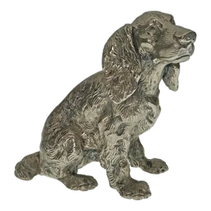 Vintage Gucci Spaniel Pewter Figure Vintage Dog Sculpture Signed Gucci Italy