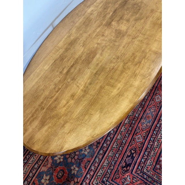Wood 1960s Cherry Wood Oval Coffee Table on Metal Legs For Sale - Image 7 of 8