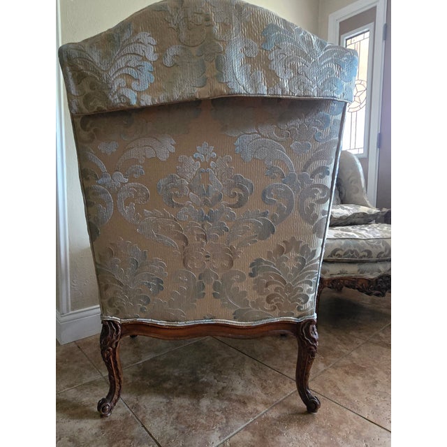 Antique French Regency Bergere Armchairs, Walnut Hand-Carved in France, 18th Century, a Pair For Sale - Image 13 of 15