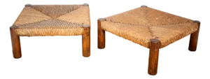 Rustic 'Montana' Ottomans by Michael Taylor for Kreiss