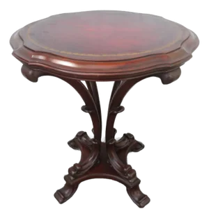Mahogany Cherry Leather Top Side End Table 5956