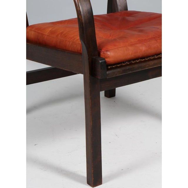 Fritz Hansen Armchair in Beech, Cane and Leather by Magnus Stephensen for Fritz Hansen 1930s For Sale - Image 4 of 10