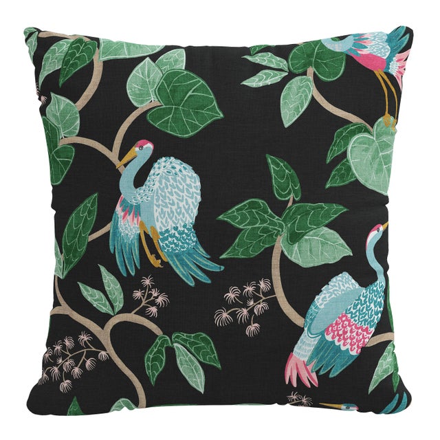 22" Indoor/Outdoor Pillow in Black Josephine Chinoiserie For Sale In Chicago - Image 6 of 6