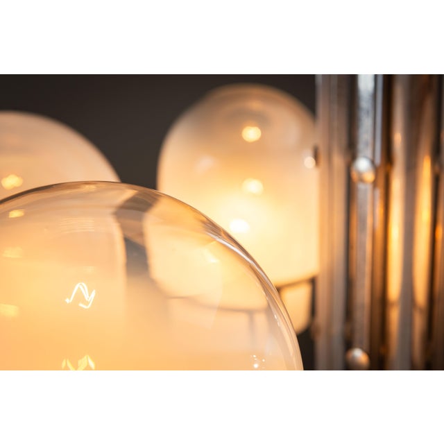Vintage Chandelier with Six Misty Glass Shades by Gaetano Sciolari, 1960s For Sale - Image 17 of 18