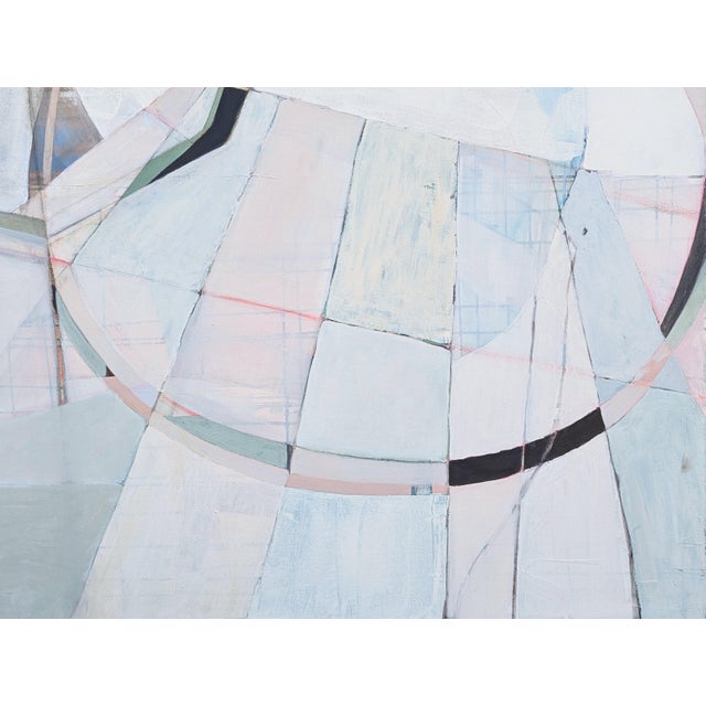 Textile Kristen Anton “G’s Paper City” Contemporary Pastel Peach and Blue Toned Abstract Painting, 2021 For Sale - Image 7 of 11