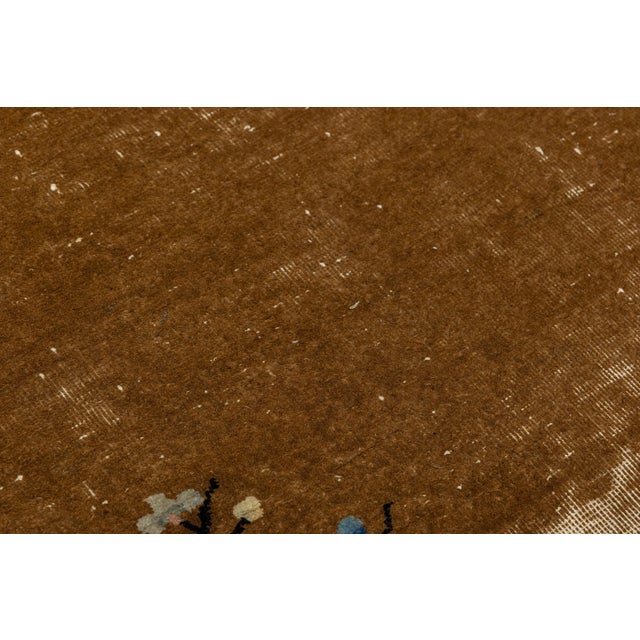Camel Earthy Tones Antique Art Deco Chinese Nichols Style Runner – Hand-Knotted Wool For Sale - Image 8 of 9