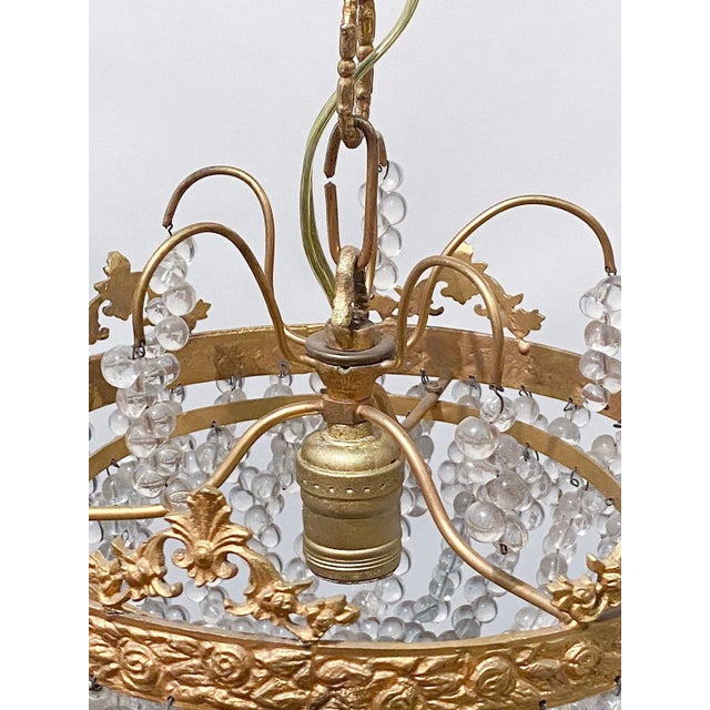 Traditional Vintage Brass Basket Chandelier For Sale - Image 3 of 5