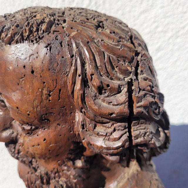 Carved Reliquary Busts, 17th Century, Walnut, Set of 2 For Sale - Image 12 of 17