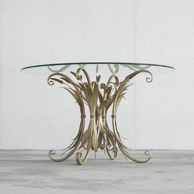 Coco Chanel 'Sheaf of Wheat' Coffee or Side Table with Glass Top Mid Century This is a beautiful and very distinct Coco...