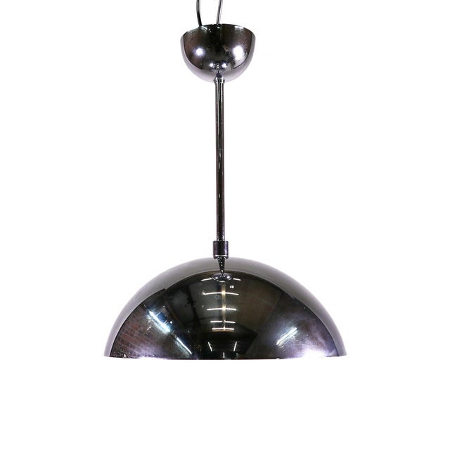 German Space Age Chrome and Glass Pendant Lamp from Glashütte Limburg, 1970s For Sale - Image 3 of 5