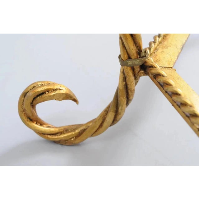Mid 20th Century Italian Florentine Hollywood Regency Gold Wood & Iron Rope Round Coffee Table For Sale - Image 9 of 10