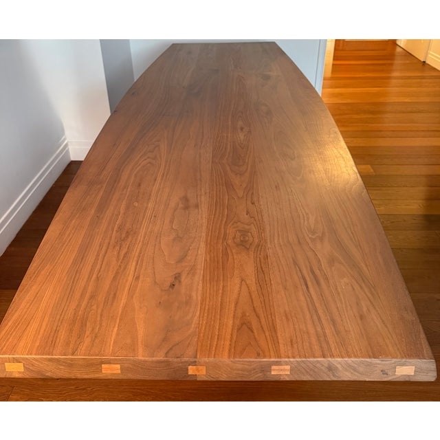 Solid Walnut Dining Table With Blackened Oak Base For Sale In New York - Image 6 of 9
