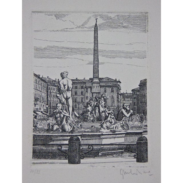 Etching on paper. Hand signed and numbered. Edition of 99. Very good condition. This piece is attributed to the mentioned...