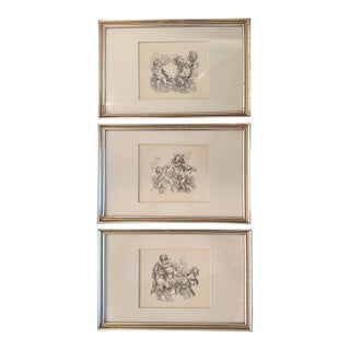 Set of 3 Framed Cherub Engravings – Neoclassical Putti Studies For Sale