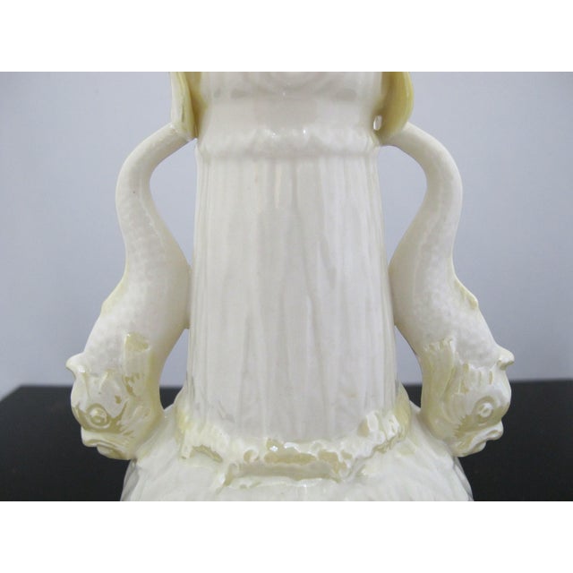 Belleek Double Dolphin Handle Luster Spill Vase 1965-1980 Green 6th Mark For Sale - Image 10 of 11