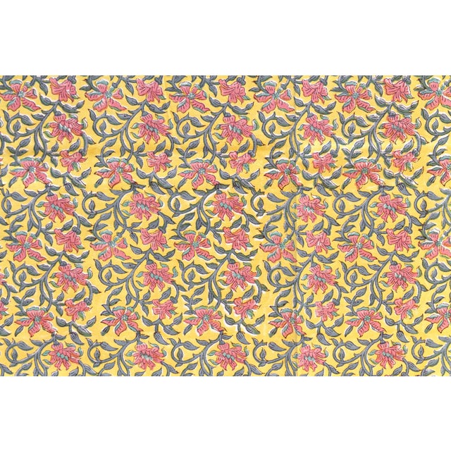 1990s Poppy Haven, Hand Blockprint Cotton Coverlet For Sale - Image 5 of 8