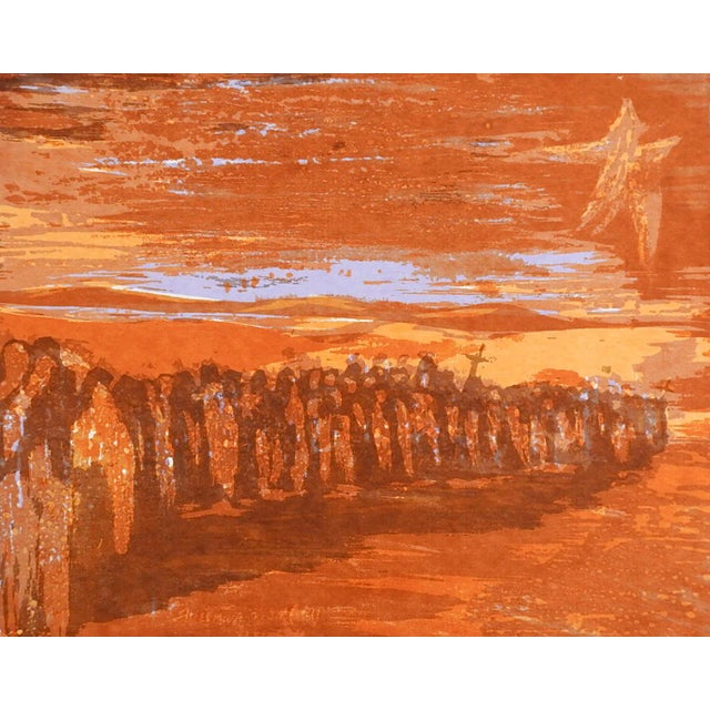Mid 20th Century Modernist Procession Serigraph Print For Sale