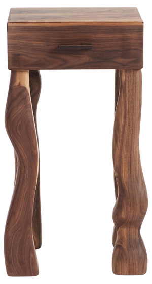 Foot Walnut Side Table with Drawer by Project 213A