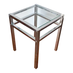 1970’s Mid-Century Modern Chrome & Glass Drink End Table