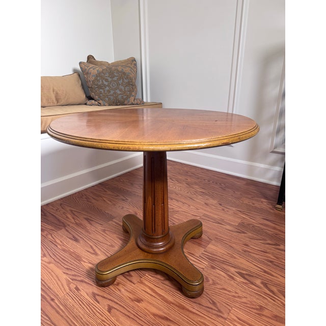 Wood Vintage Neoclassical Henredon Round Solid Wood Side Table For Sale - Image 7 of 12