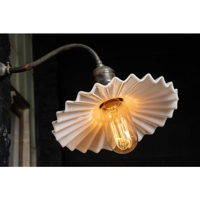 Industrial 1930s Japanned Wall Sconce With Petticoat Shade For Sale - Image 3 of 6
