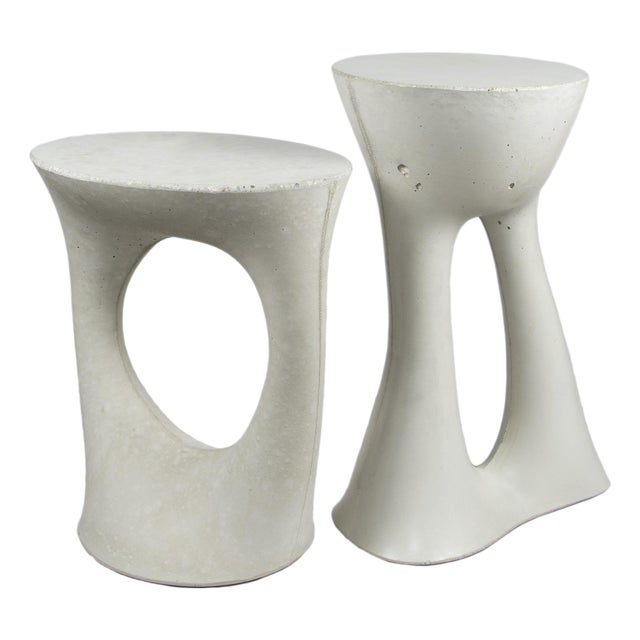 Pair of Kreten Side Tables, Grey, by Souda, Modern, Organic, Concrete End Tables For Sale