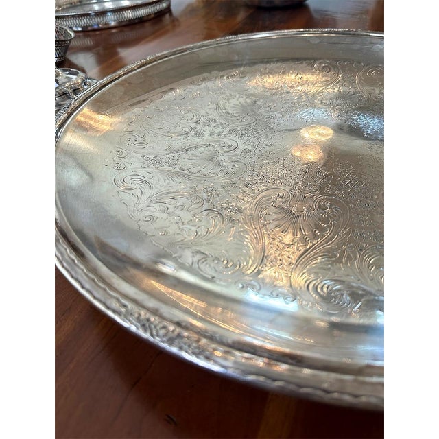 French Silver Plated Pedestal Tray For Sale - Image 3 of 5