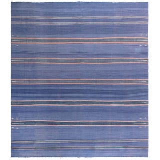 Doris Leslie Blau Vintage Indian Dhurrie Striped Purple Rug For Sale