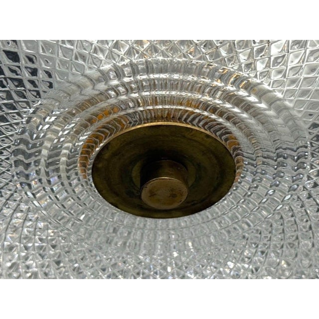 1960s Carl Fagerlund Style, Pendant Light, Brass, Textured Glass, Sweden For Sale - Image 9 of 10