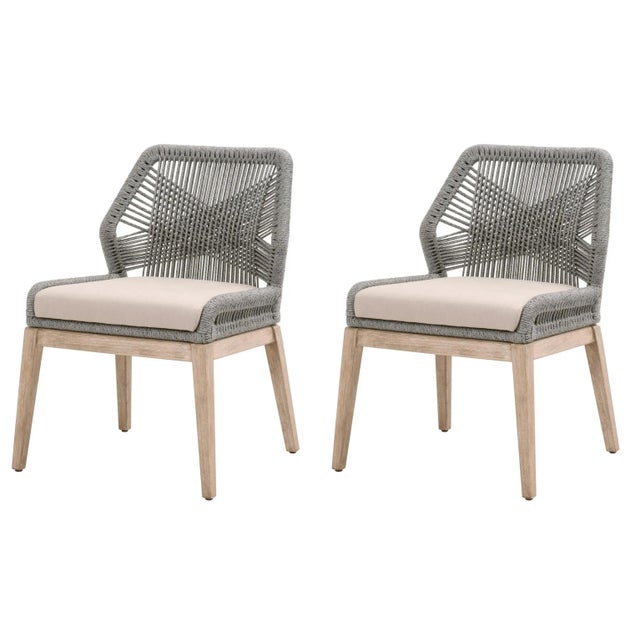 Loom Dining Chairs, Grey Mahogany & Platinum Rope, Set of 2 For Sale - Image 10 of 10