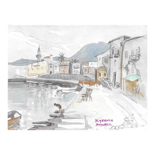 1950s Ivy Attwell Kyrenia Cyprus Watercolor For Sale