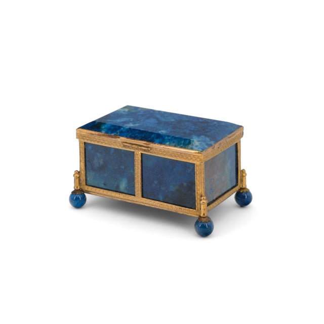 Antique Lapis Lazuli and Gilt Metal Box Casket, 1880 For Sale - Image 11 of 15